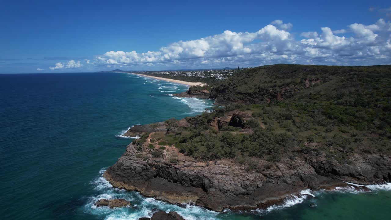 Allie Cove Beach In Noosa Heads Coastal Walk In Queensland, Australia. Aerial Drone Shot