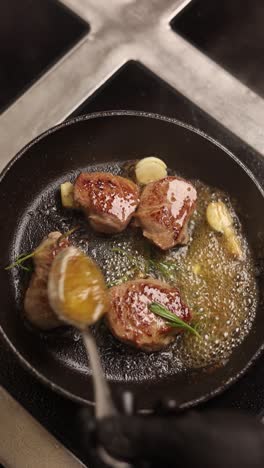 cooking tenderloin in a pan