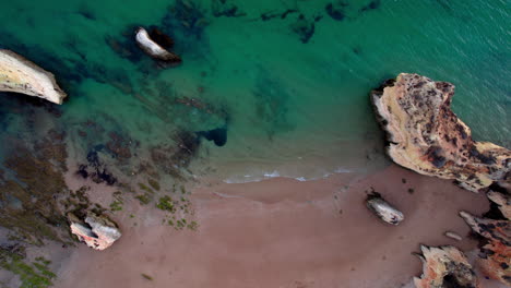 Aerial-drone-4k-footage-of-an-amazing-exotic-beach-in-Portugal