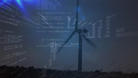 Animation-Der-Datenverarbeitung-über-Einer-Windturbine