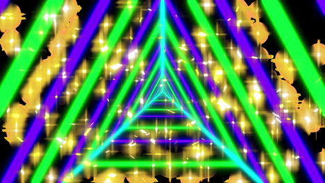 animation of shapes falling at christmas over tunnel