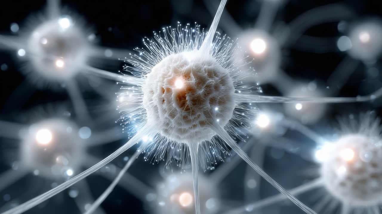 Microscopic Visualization of Biological Cells Showcasing Complex Structures and Interconnectedness in a Beautiful Abstract Representation of Life at Cellular Level