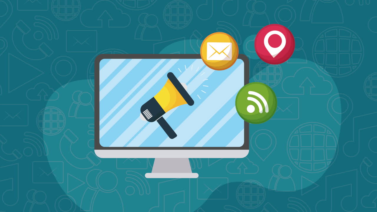 animação de dispositivo de tecnologia de computador de desktop