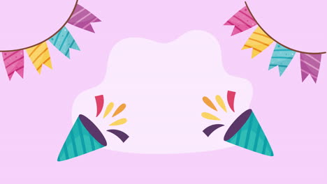 colorful party background with flags and party poppers