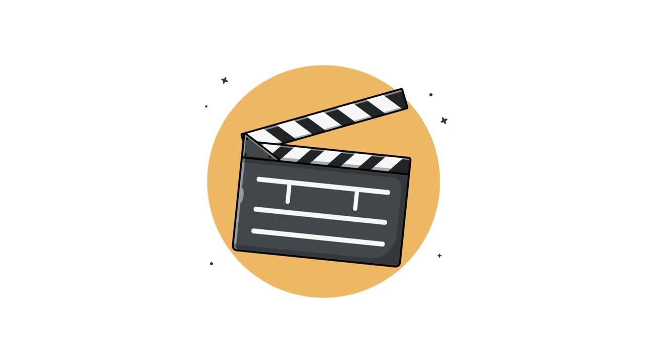 Animierte Zeichentrick-Filmklappe öffnet und schließt sich