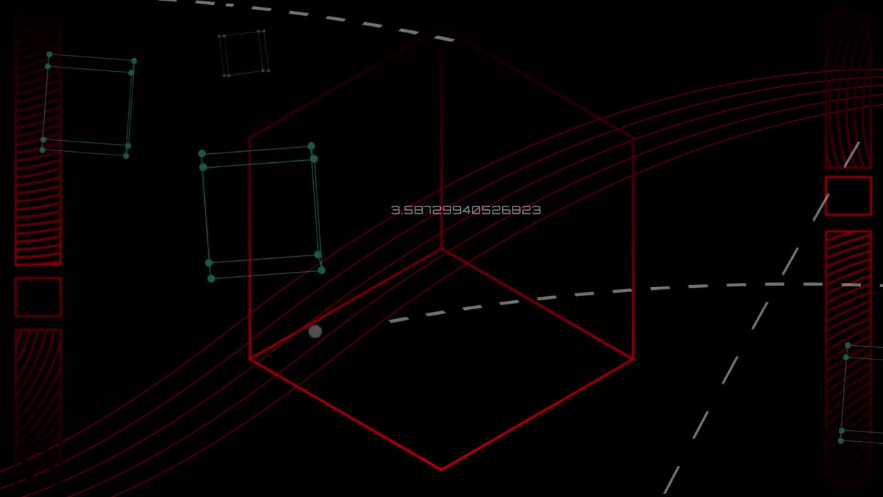 검은색 배경의 기하학적 모양에 대한 데이터 처리의 애니메이션