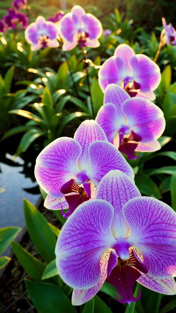 Beautiful Purple and Pink Orchids in a Garden