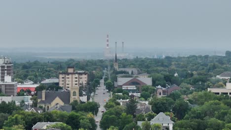 Drone-Shot---Dusk-in-a-small-industrial-town