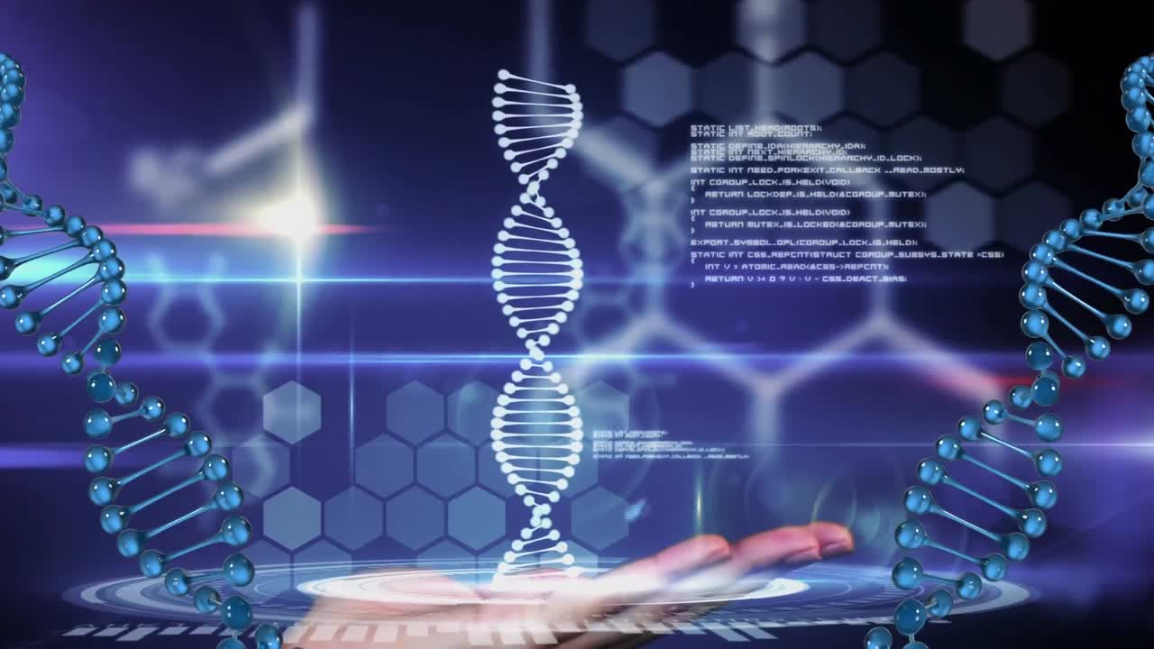 Hand holding a DNA revolving strand
