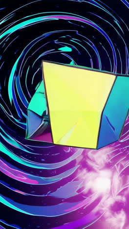 abstract crystal forms in a neon vortex