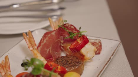 elegant shrimp and serrano, fine dining dish ready to be served