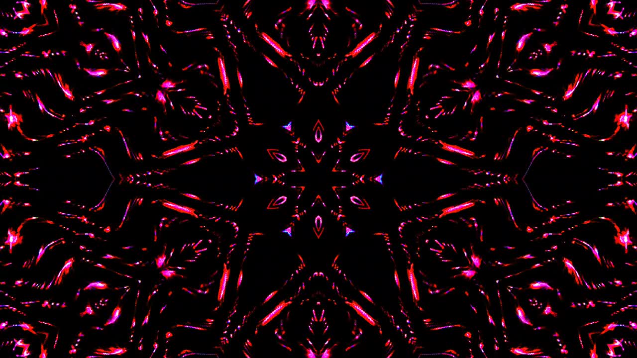 Lindo caleidoscópio abstrato que brilha, uma luz radiante que regula os movimentos sutis