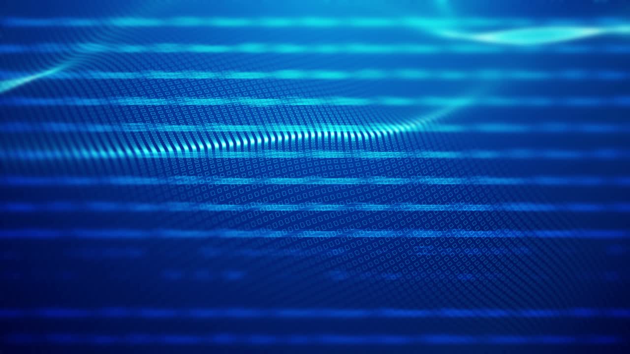 Wireframe dynamic polygonal grid pattern structure rippling motion as abstract blue mesh waves network , 4K UHD 3D video loop background modern design