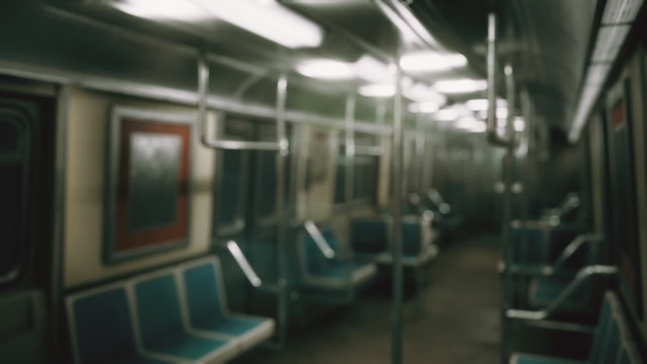 코로나바이러스 코로나19 전염병으로 인해 미국의 지하철 차량이 비어 있습니다.