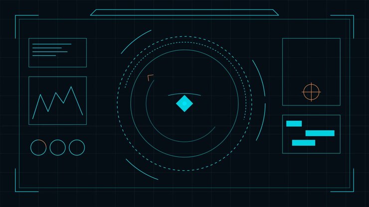 Futuristic Digital HUD Interface with Rotating Radar Scanner