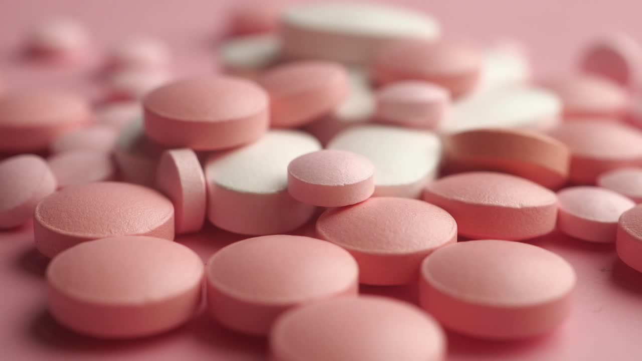 분홍색과 색의 알약