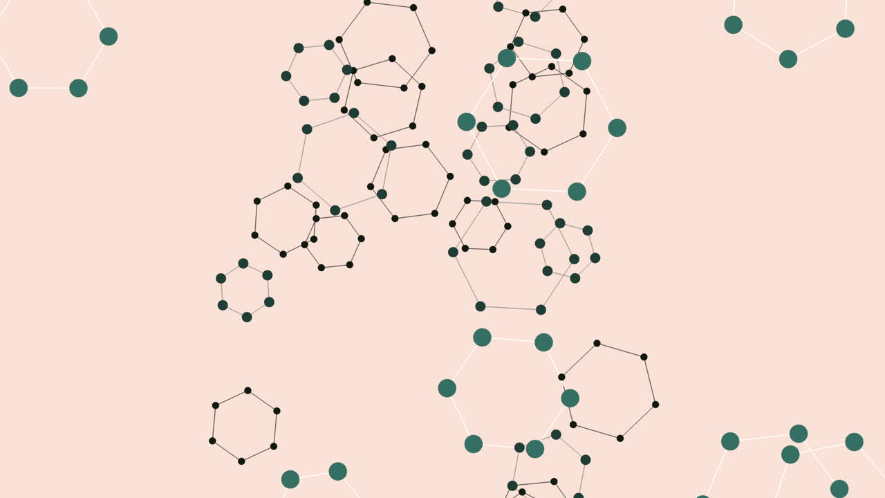 Connected dots form circular network on beige background