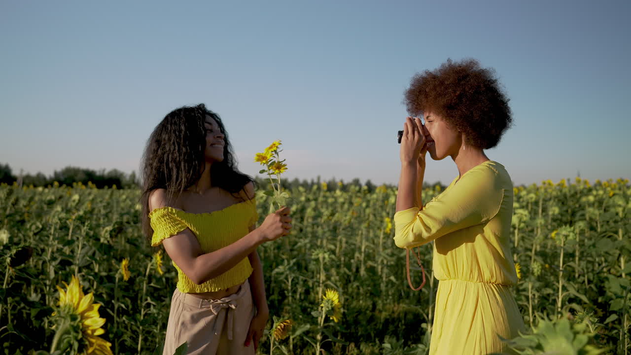 mujeres en un campo de girasoles