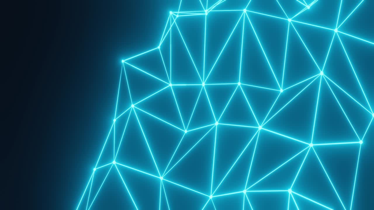Blue abstract background polygon pattern with connect the dot line art. 4k video 3d rendering for backdrop in motion graphic. 3D animation of architecture modern seamless loop. Big data digital.