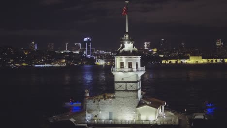 maiden's tower, taken in the evening, aerial 4k video footage