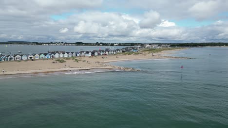 summers day beach  mudeford sandbank christchurch uk drone,aerial