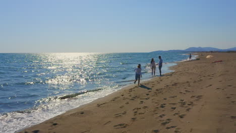 family enjoying a day at the beach