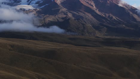 introducing drone footage with a view of chimborazo volcano in ecuador