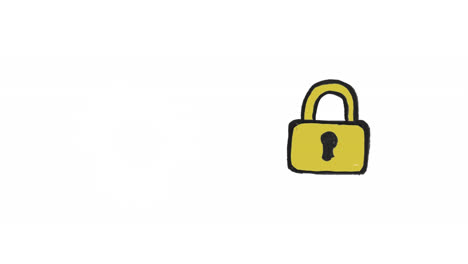 digital animation of yellow padlock lock icon against white background