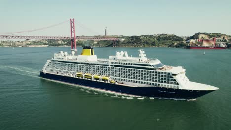 cruise ship in the tagus river, lisbon