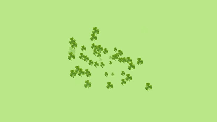 Animazione digitale di molteplici foglie di trifoglio che si formano su sfondo verde