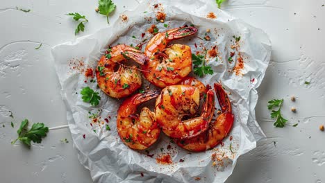 grilled shrimp with parsley and spices