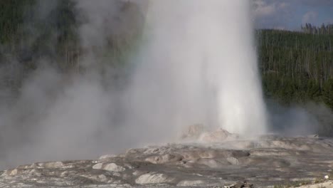 viejo géiser fiel entra en erupción en el parque nacional de yellowstone