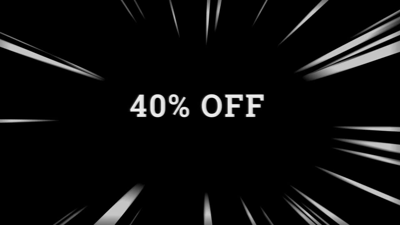 특별한 40% 단어 애니메이션 모션 그래픽 비디오와 알파 채널, 투명한 배경 웹 배너, 쿠폰, 판매 홍보, 광고, 마케팅 4k 영상 사용
