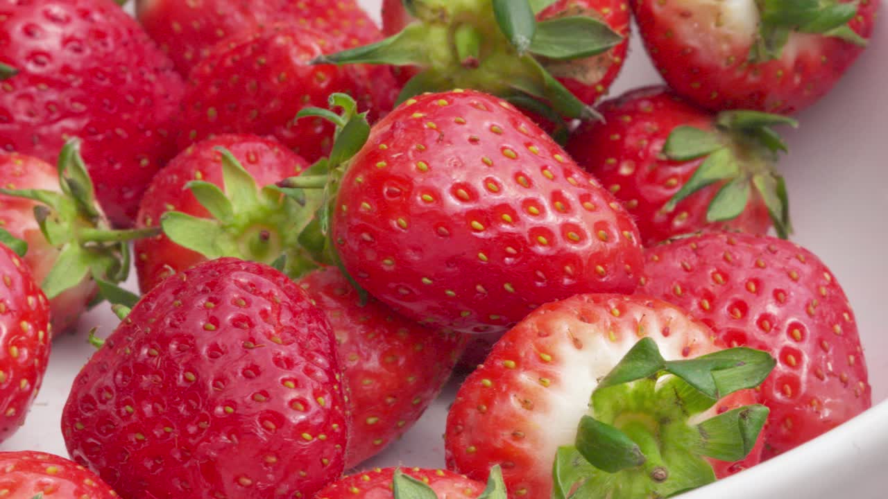 Delicious Fresh Strawberries Outside in White China Bowl