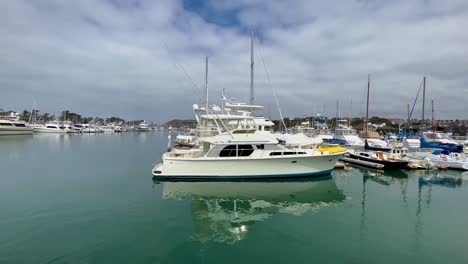 boats sit in dana point harbor in southern california