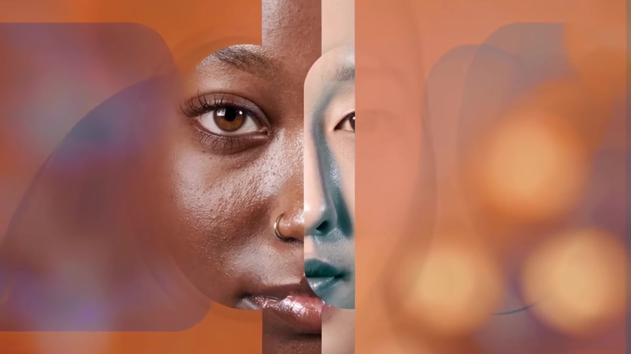 Ritratto a schermo diviso di donne diverse che mostrano bellezza naturale e trucco.