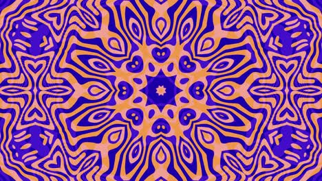 vibrant psychedelic kaleidoscope loop animation: symmetrical pattern with flowing lines and contrasting colors, seamlessly looping motion background