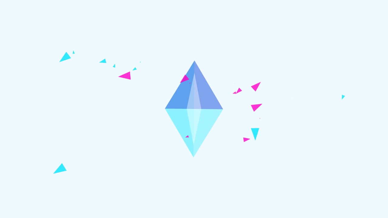 Rotating Blue Geometric Crystal with Floating Particles