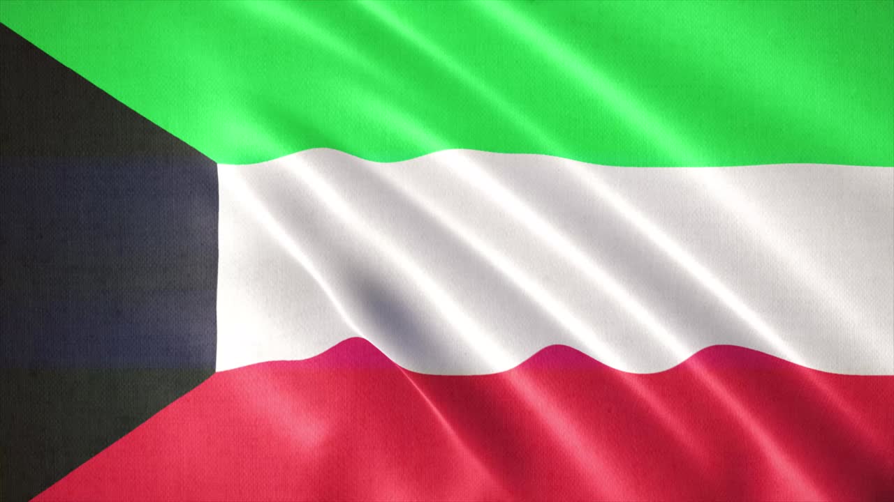 realista ondeando la bandera de kuwait, la animación de fondo de la bandera