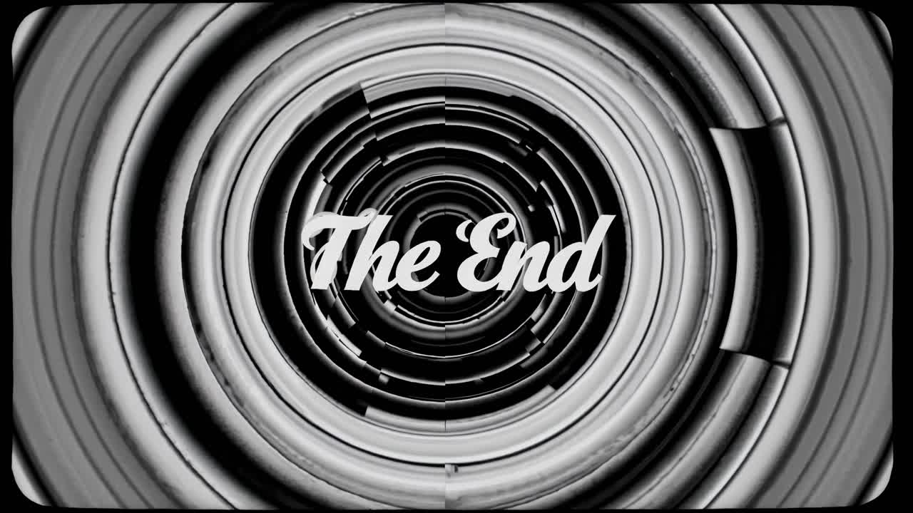 Abstract video art with concentric circles in grayscale. Top-down camera angle creates a hypnotic