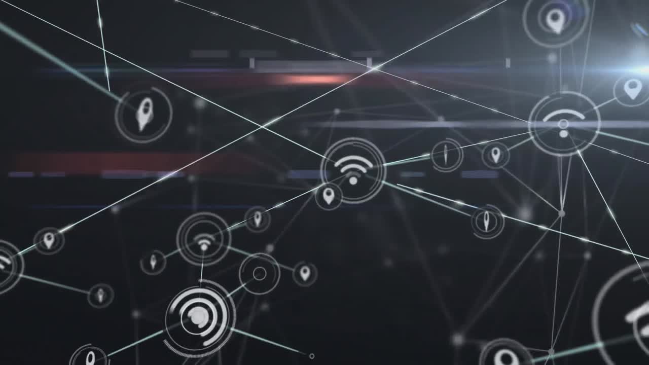 conectores que se mueven en un fondo digital negro