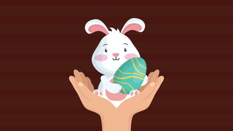 happy easter animated card with cute rabbit and egg painted