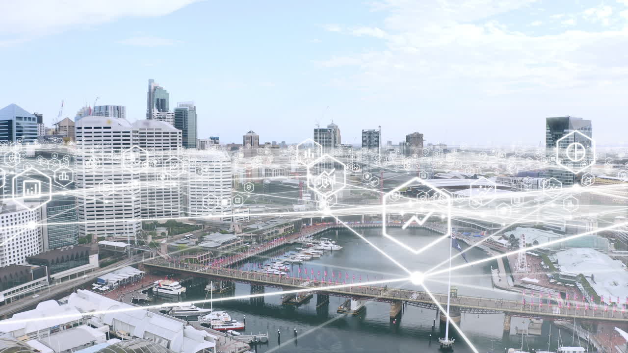 finanzas, fintech y drones de red en la ciudad