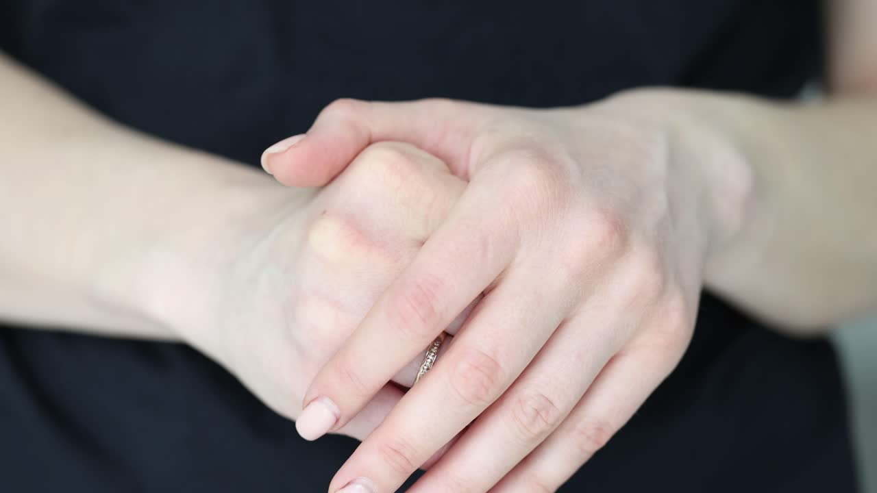 Close-up of a person's hands with a ring