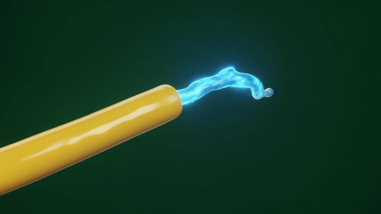 Fluido Blu Dinamico che Scorre da un Tubo Giallo