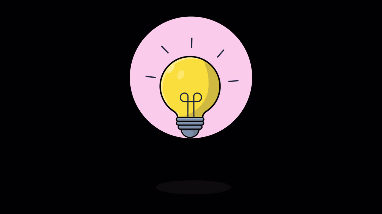 Lampadina animata che lampeggia con un'idea.