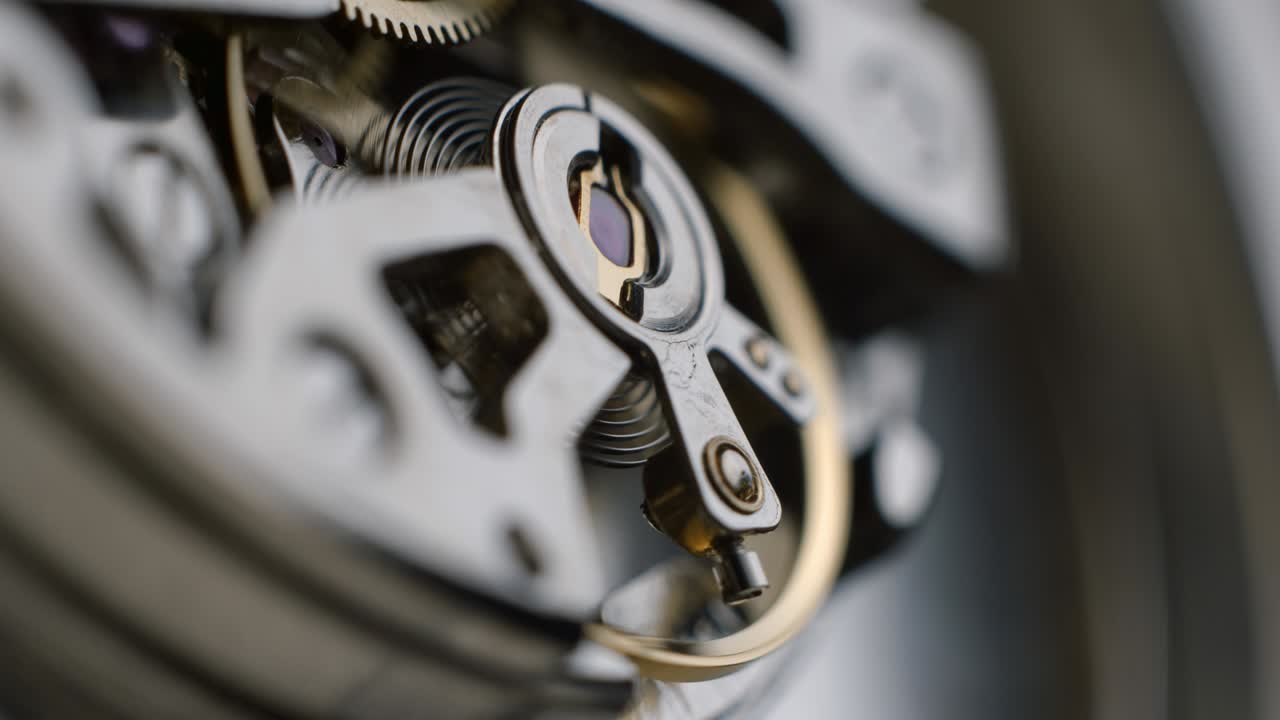 Watch tourbillon rotating macro slowmotion