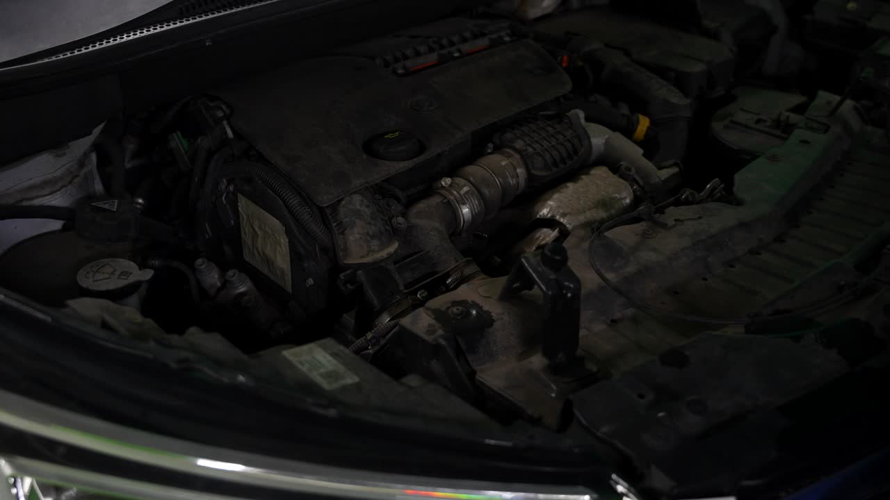 자동차 오일 레벨을 확인하는 메카닉