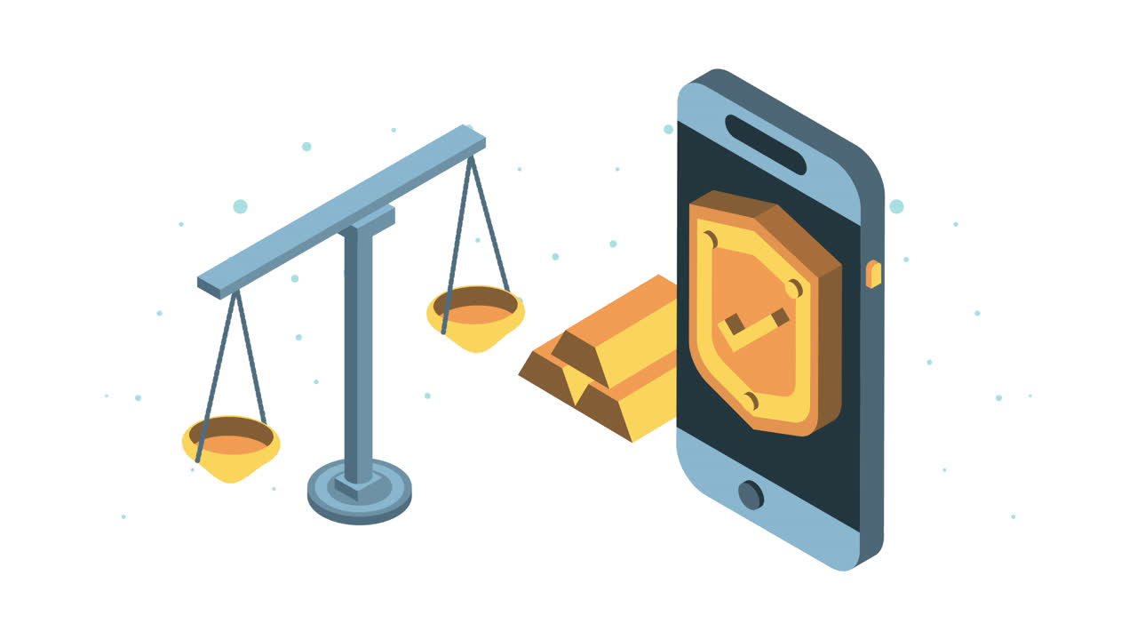 골드 런스와 스마트 폰 금융 애니메이션