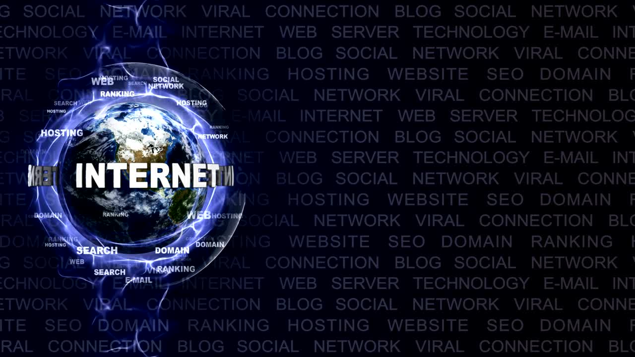 인터넷 텍스트 애니메이션과 키워드와 함께 지구